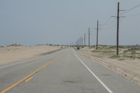 Op de Outer Banks rijden we meestal vlak aan de oceaan of de baai